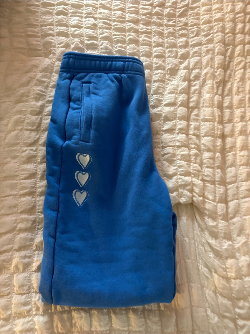 Roller Rabbit Blue Fleece Joggers with Heart Accents